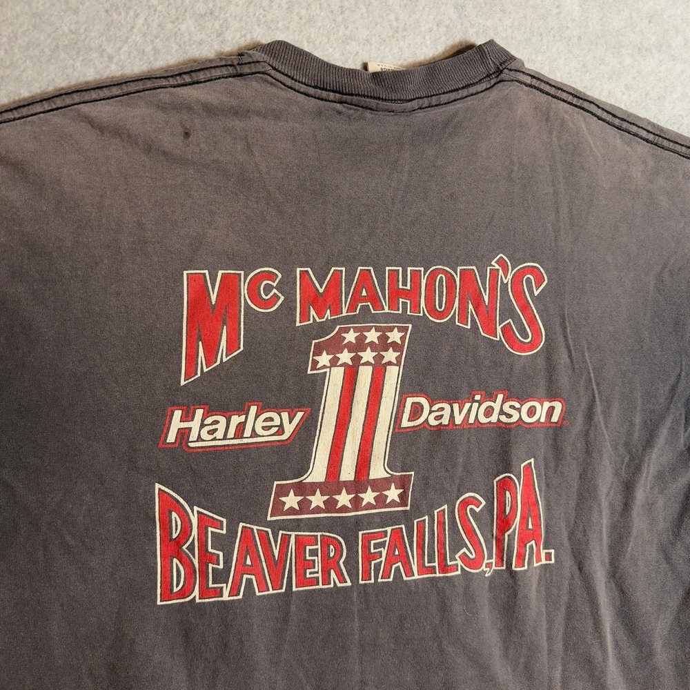 Vintage 1987 Harley Davidson T Shirt XL Insane Fade McMahons Beaver Falls PA